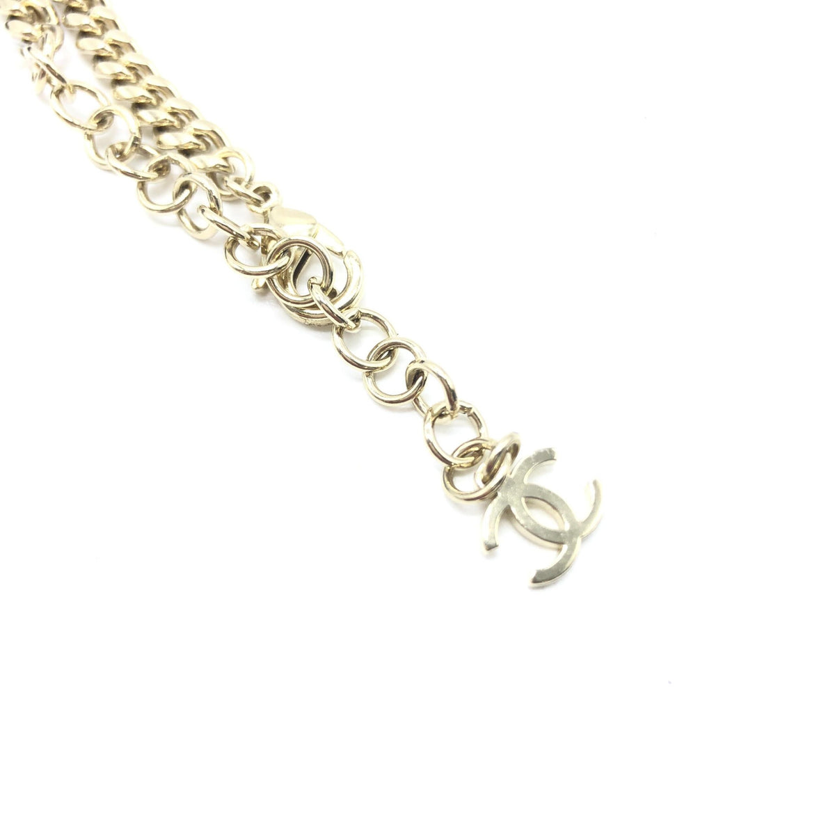 Chanel Gold Tone Heart Choker Necklace With Logo
